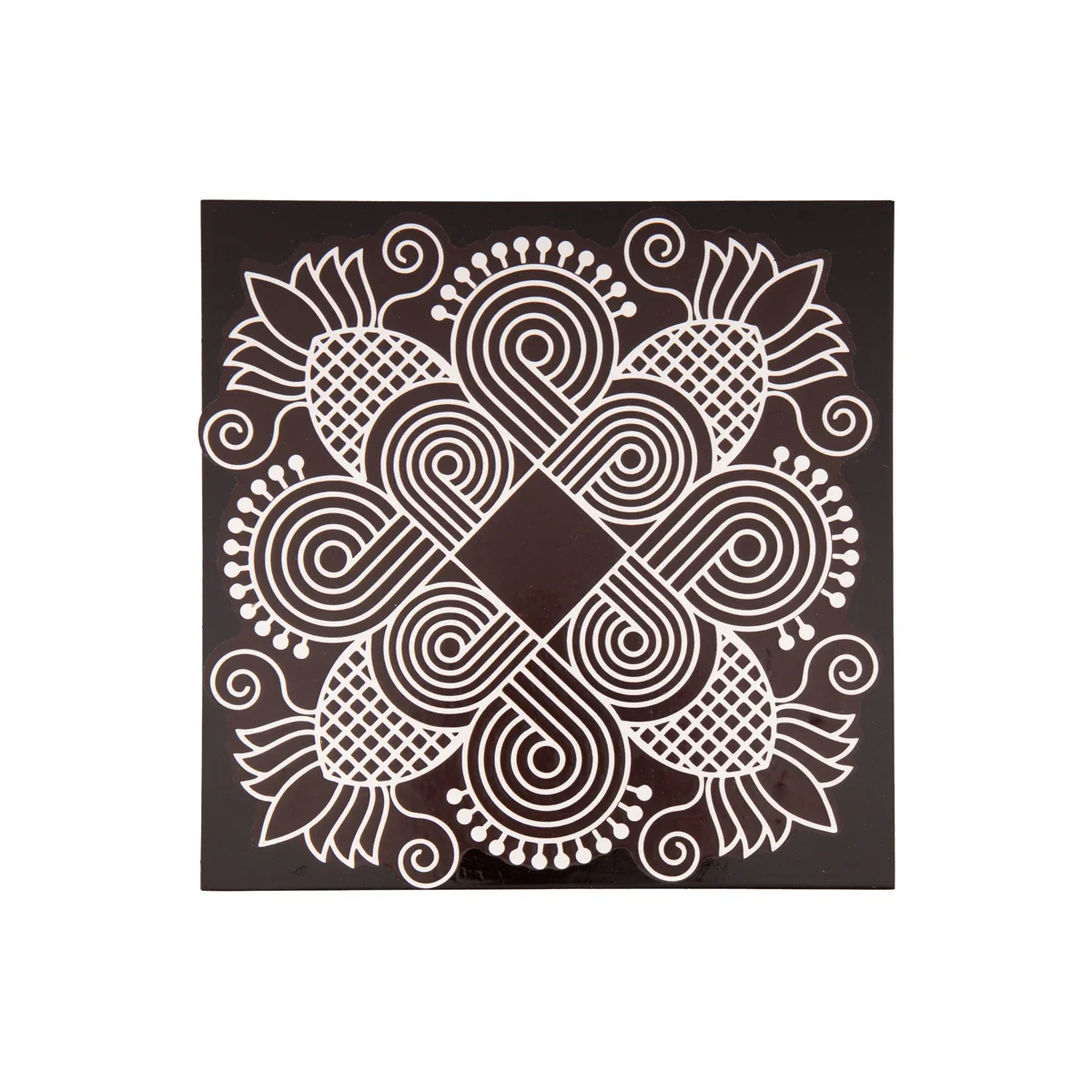 Manai Palagai - 1.25 x 6 x 6 Inches | Mata Ki Chowki/ Square Wooden Patla/ Rangoli Design Bajot for Pooja/ 170 Gms Approx - Image 2