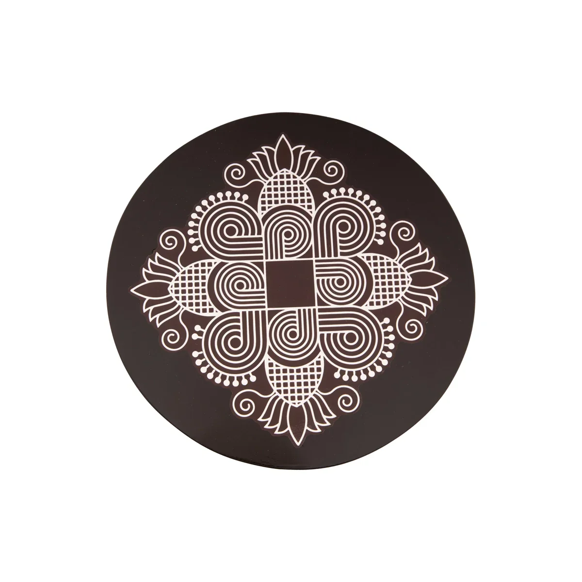 Manai Palagai - 1.5 x 8 Inches | Mata Ki Chowki/ Round Wooden Patla/ Rangoli Design Bajot for Pooja/ 295 Gms Approx - Image 2