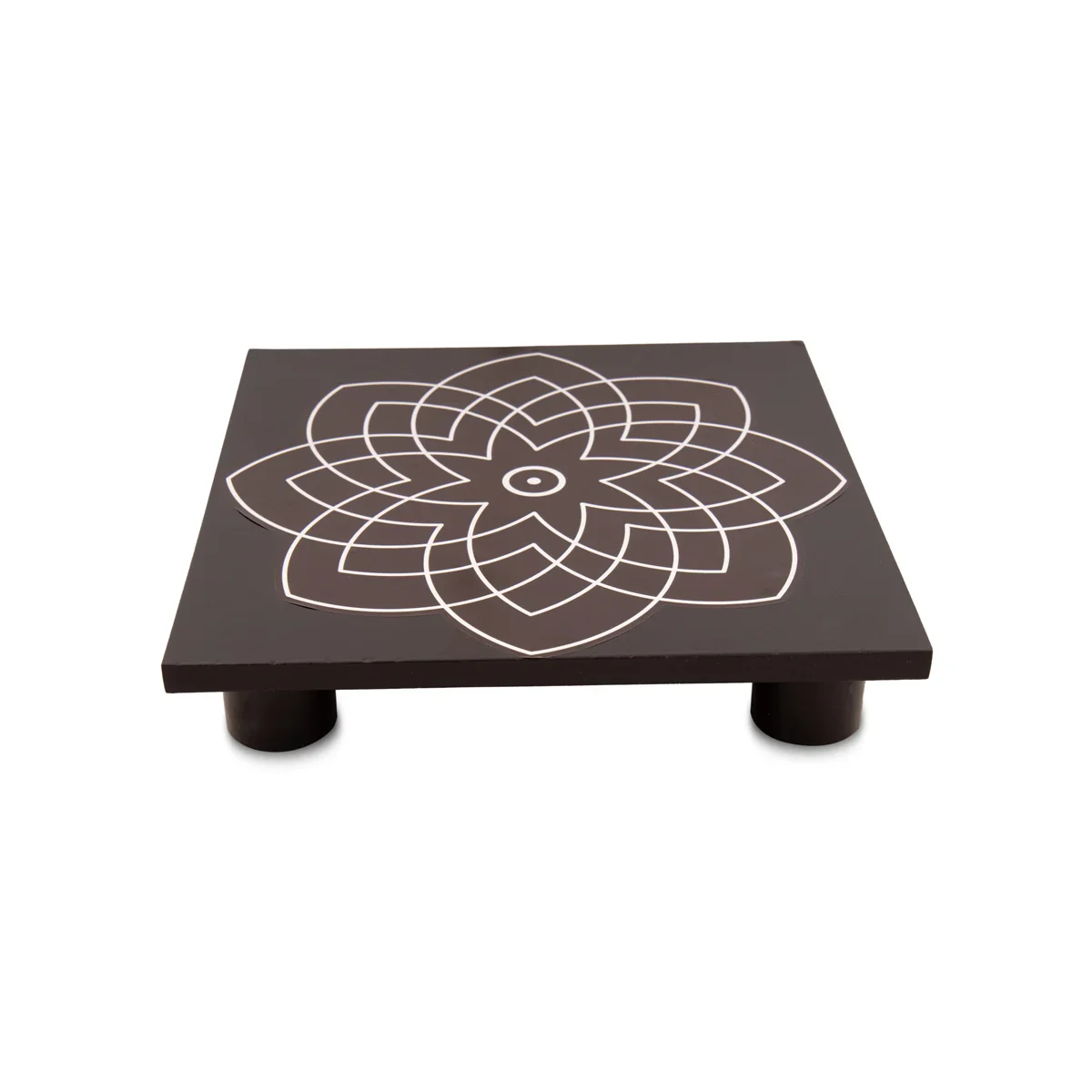 Manai Palagai - 1.5 x 8 x 8 Inches | Mata Ki Chowki/ Square Wooden Patla/ Rangoli Design Bajot for Pooja/ 315 Gms Approx - Image 3