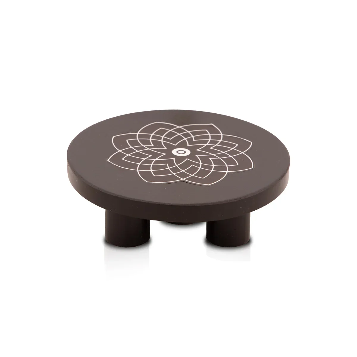Manai Palagai - 1 x 4 Inches | Mata Ki Chowki/ Round Wooden Patla/ Rangoli Design Bajot for Pooja/ 85 Gms Approx - Image 3