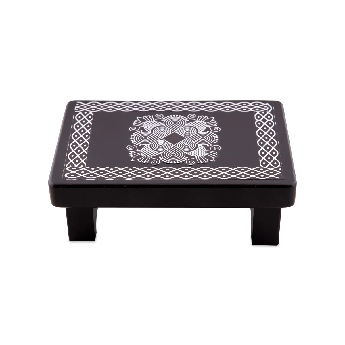 Manai Palagai - 2 x 6 x 4 Inches | Mata Ki Chowki/ Wooden Patla/ Rangoli Design Bajot for Pooja/ 265 Gms - Image 3
