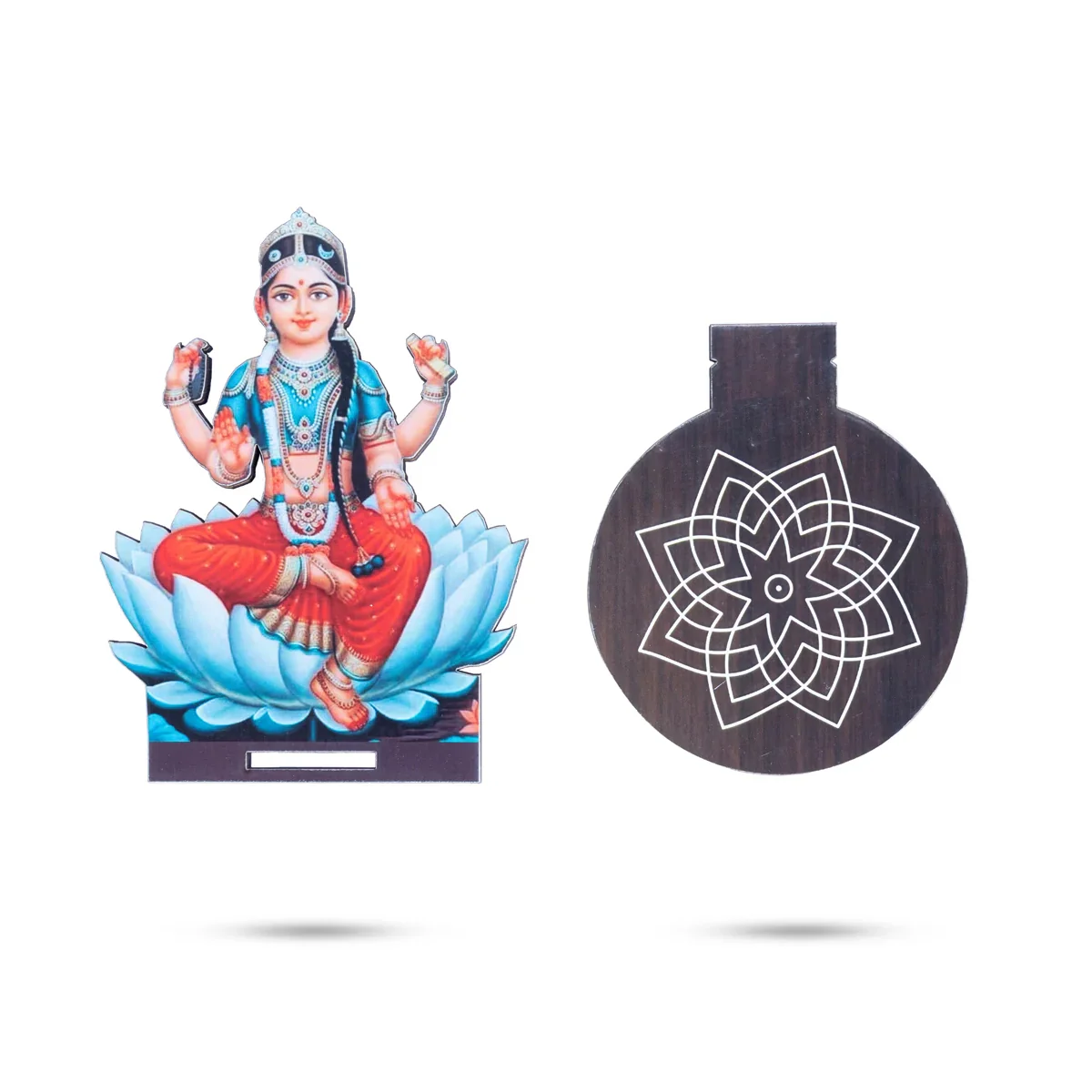 Manai Palagai With Balambigai - 5.5 x 4 Inches | Kolam Design Wooden Bajot With Bala Tripura Sundari for Pooja - Image 5