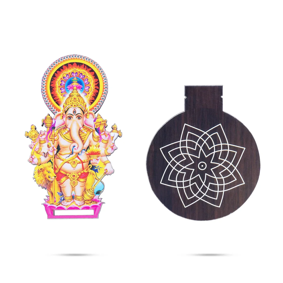 Manai Palagai With Kan Drishti Ganesha - 5 x 3.5 Inches | Kolam Design Wooden Bajot for Pooja - Image 6