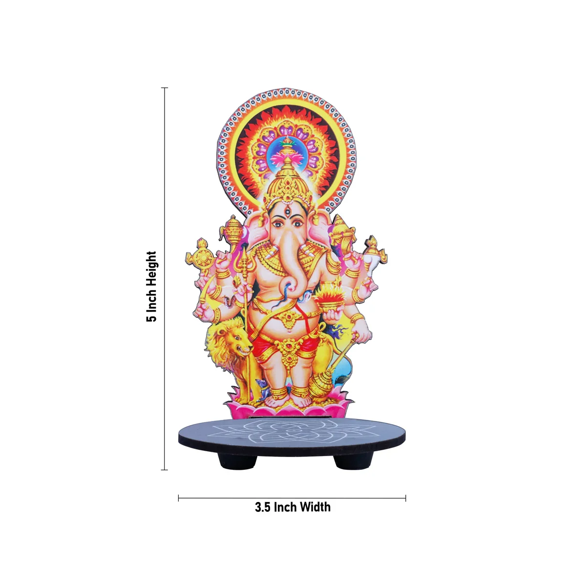 Manai Palagai With Kan Drishti Ganesha - 5 x 3.5 Inches | Kolam Design Wooden Bajot for Pooja - Image 7