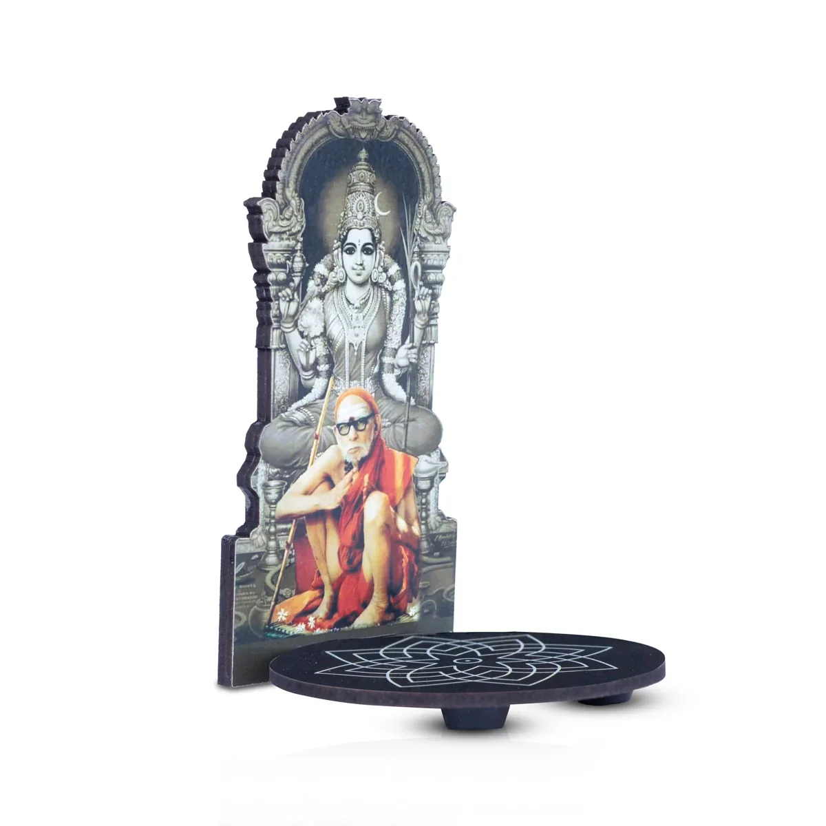 Manai Palagai With Kanchi Periyava - 5.5 x 3.5 Inches | Kolam Design Wooden Bajot for Pooja - Image 3