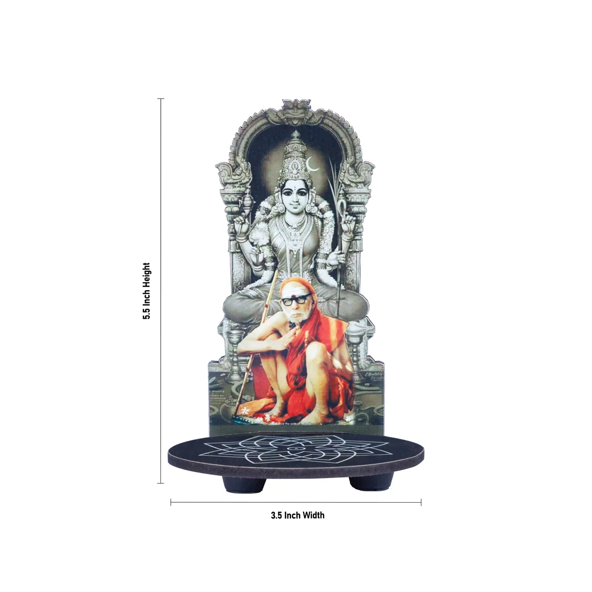 Manai Palagai With Kanchi Periyava - 5.5 x 3.5 Inches | Kolam Design Wooden Bajot for Pooja - Image 6