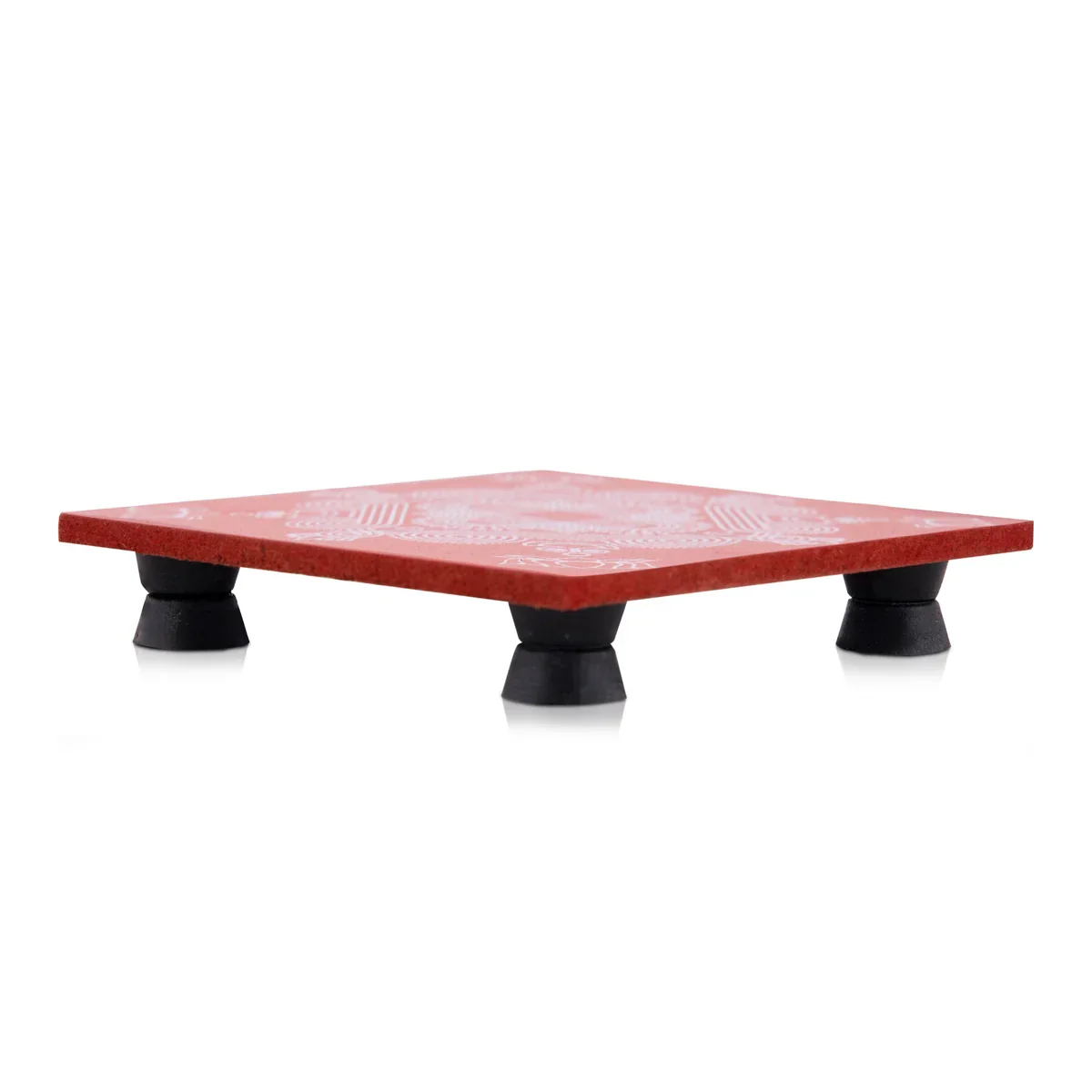 Manai Palagai with Leg - 4 x 4 Inches | Wooden Chowki/ Square Shape Patla for Pooja - Image 11