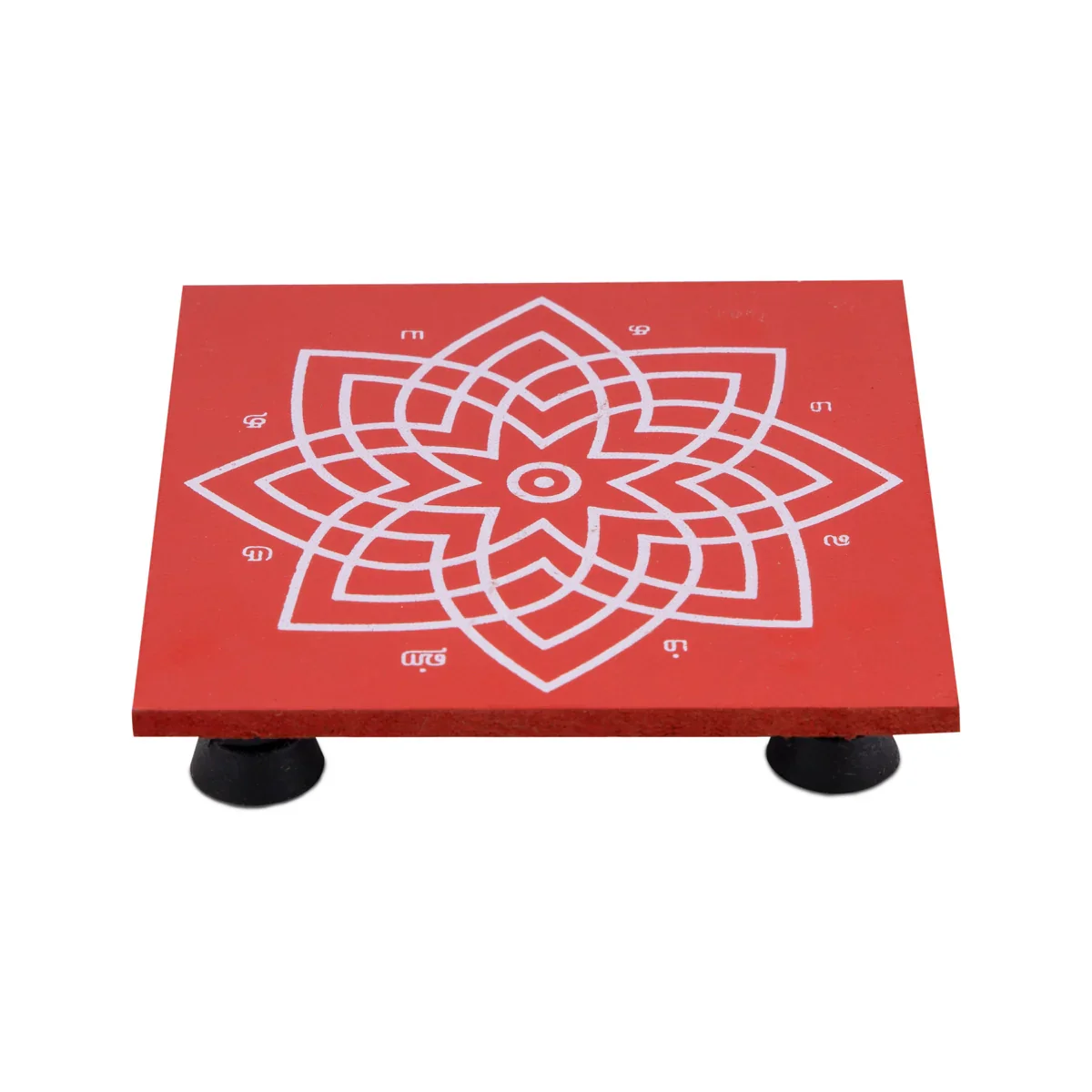 Manai Palagai with Leg - 4 x 4 Inches | Wooden Chowki/ Square Shape Patla for Pooja - Image 13
