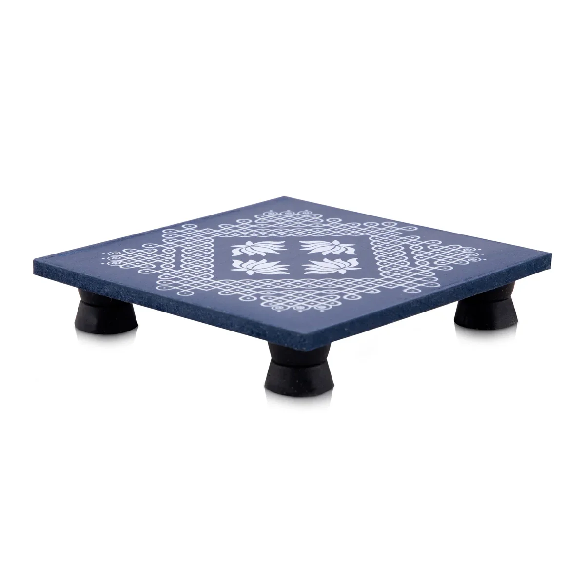 Manai Palagai with Leg - 4 x 4 Inches | Wooden Chowki/ Square Shape Patla for Pooja - Image 14