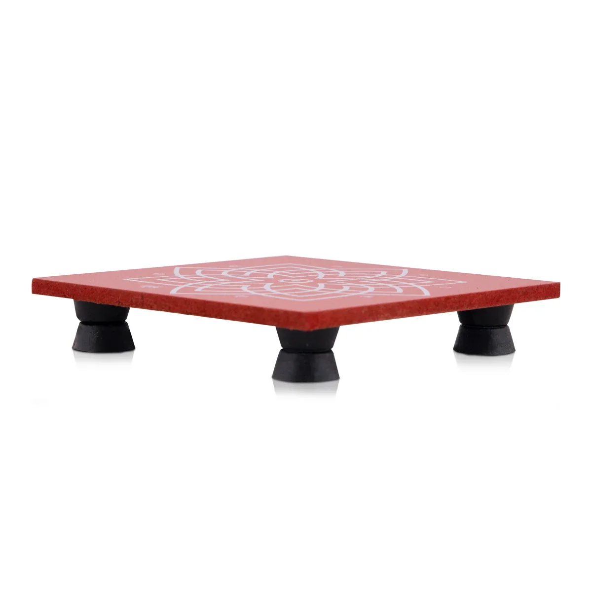 Manai Palagai with Leg - 4 x 4 Inches | Wooden Chowki/ Square Shape Patla for Pooja - Image 17