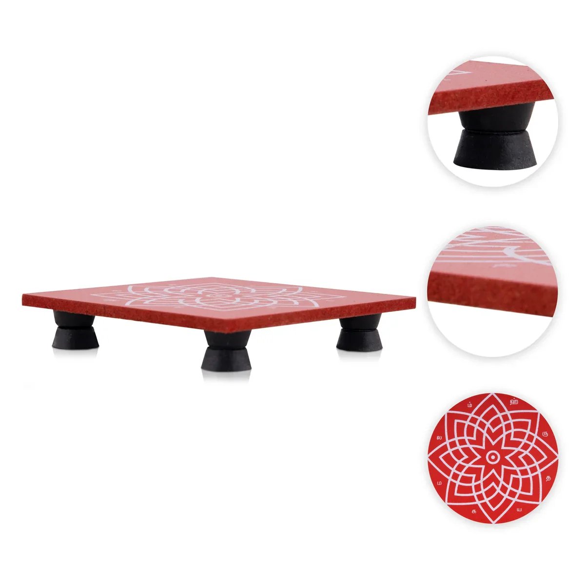 Manai Palagai with Leg - 4 x 4 Inches | Wooden Chowki/ Square Shape Patla for Pooja - Image 21