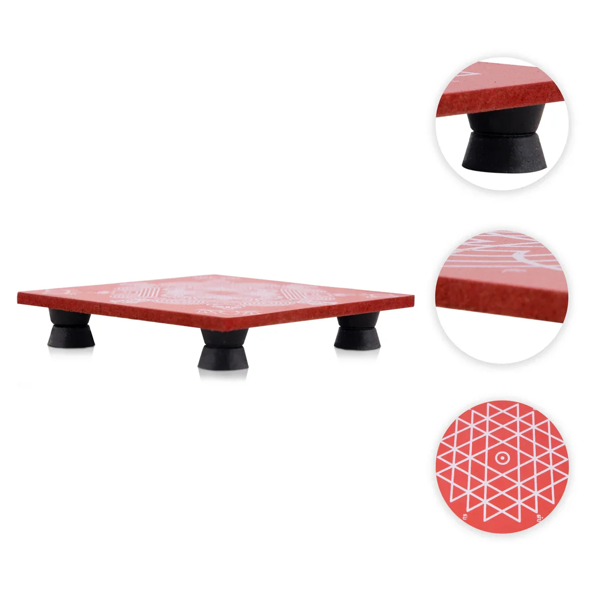 Manai Palagai with Leg - 4 x 4 Inches | Wooden Chowki/ Square Shape Patla for Pooja - Image 24