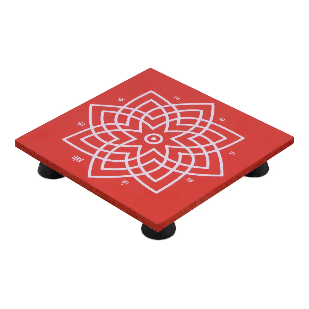 Manai Palagai with Leg - 4 x 4 Inches | Wooden Chowki/ Square Shape Patla for Pooja - Image 9