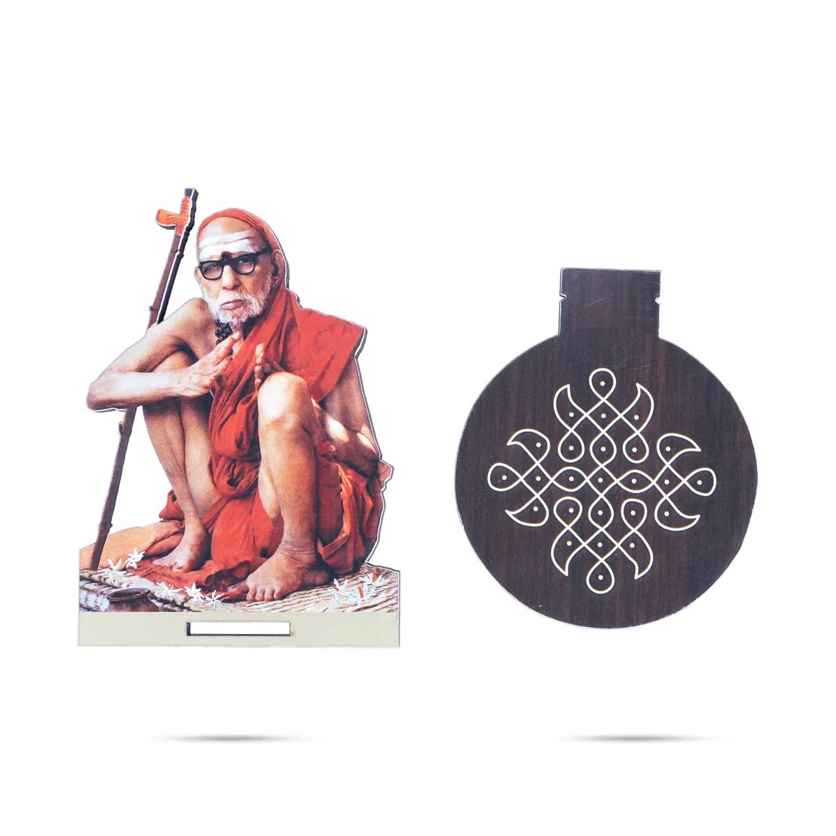 Manai Palagai With Maha Periyava - 5.5 x 4 Inches | Kolam Design Wooden Bajot for Pooja - Image 6