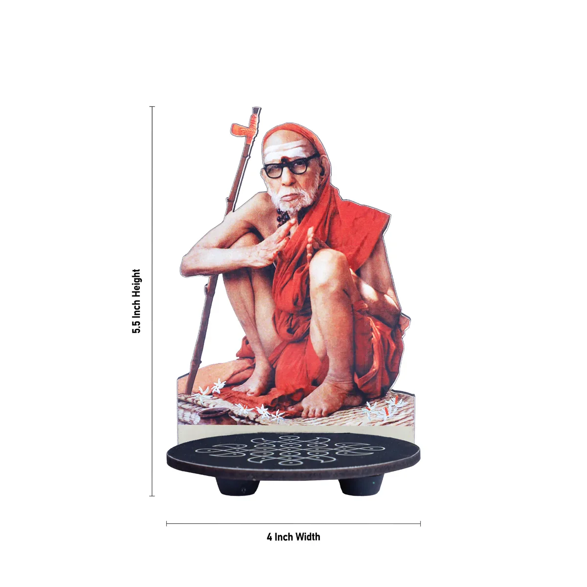 Manai Palagai With Maha Periyava - 5.5 x 4 Inches | Kolam Design Wooden Bajot for Pooja - Image 7