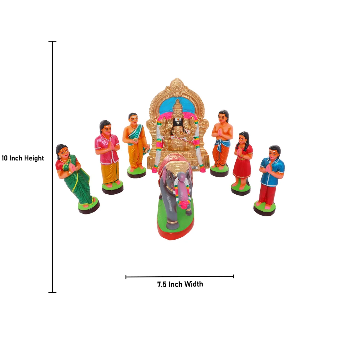 Manakula Vinayaka Idol Clay Golu Bommai Set- 10 X 7.5 Inches | Navaratri Golu Gombe/Giri Golu Doll/Navratri Decor - Image 6