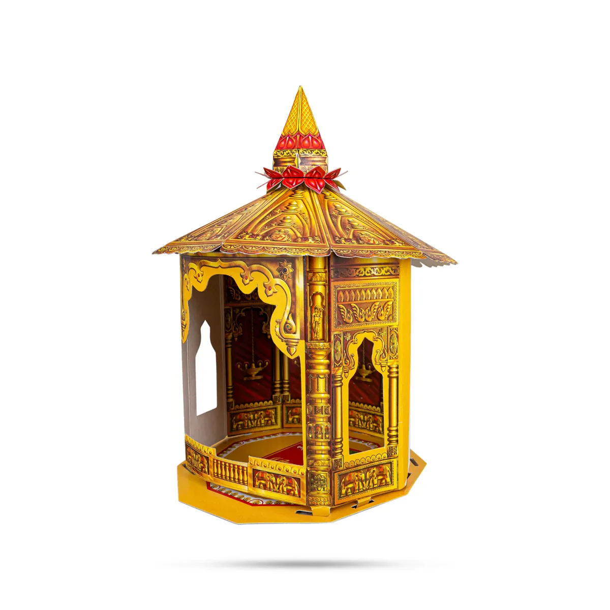 Pooja Mandir Set-26 Inches | Suvarna Makhar Design Paper Mandir/Eco Friendly Puja Mandapam for Ganpati Decoration