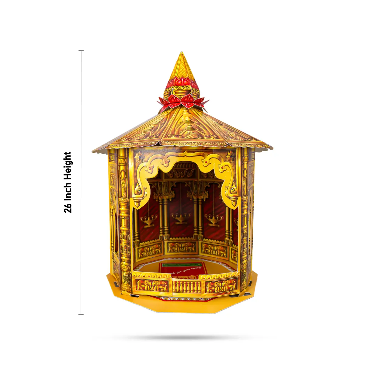 Pooja Mandir Set-26 Inches | Suvarna Makhar Design Paper Mandir/Eco Friendly Puja Mandapam for Ganpati Decoration - Image 6