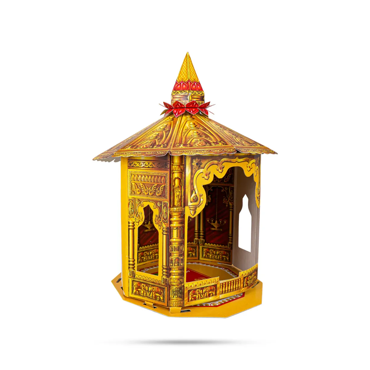 Pooja Mandir Set-26 Inches | Suvarna Makhar Design Paper Mandir/Eco Friendly Puja Mandapam for Ganpati Decoration - Image 9