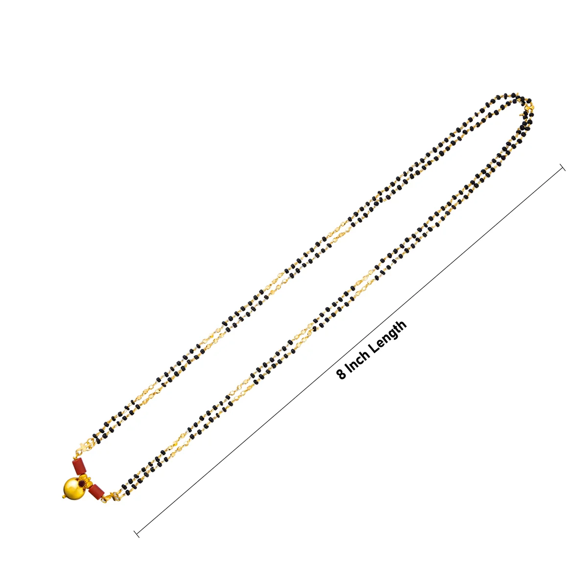 Black & Gold Beads Mangal Sutra - 8 Inches | Hindu Thali Design/ 2 Line Mangala Sutra For Deity Decor - Image 3