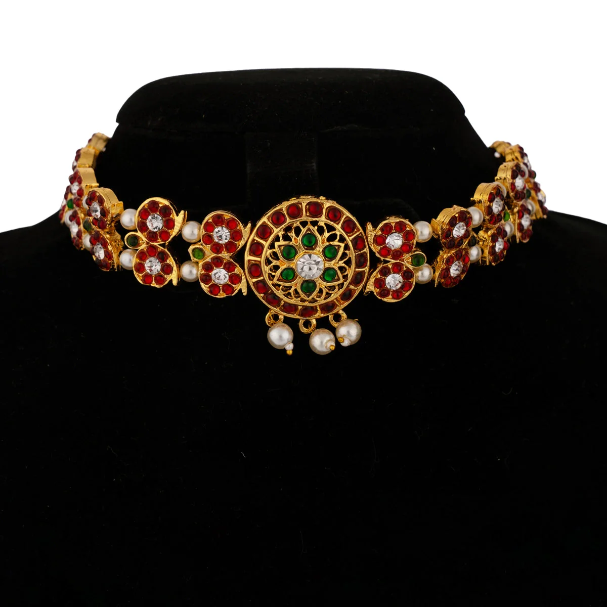 Mango Design Choker Necklace - 8 Inches | Multicolour Stone Jewellery/ Moti Beaded Necklace For Dance & Deity - Image 2