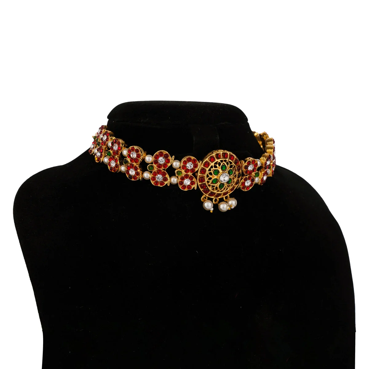 Mango Design Choker Necklace - 8 Inches | Multicolour Stone Jewellery/ Moti Beaded Necklace For Dance & Deity - Image 3