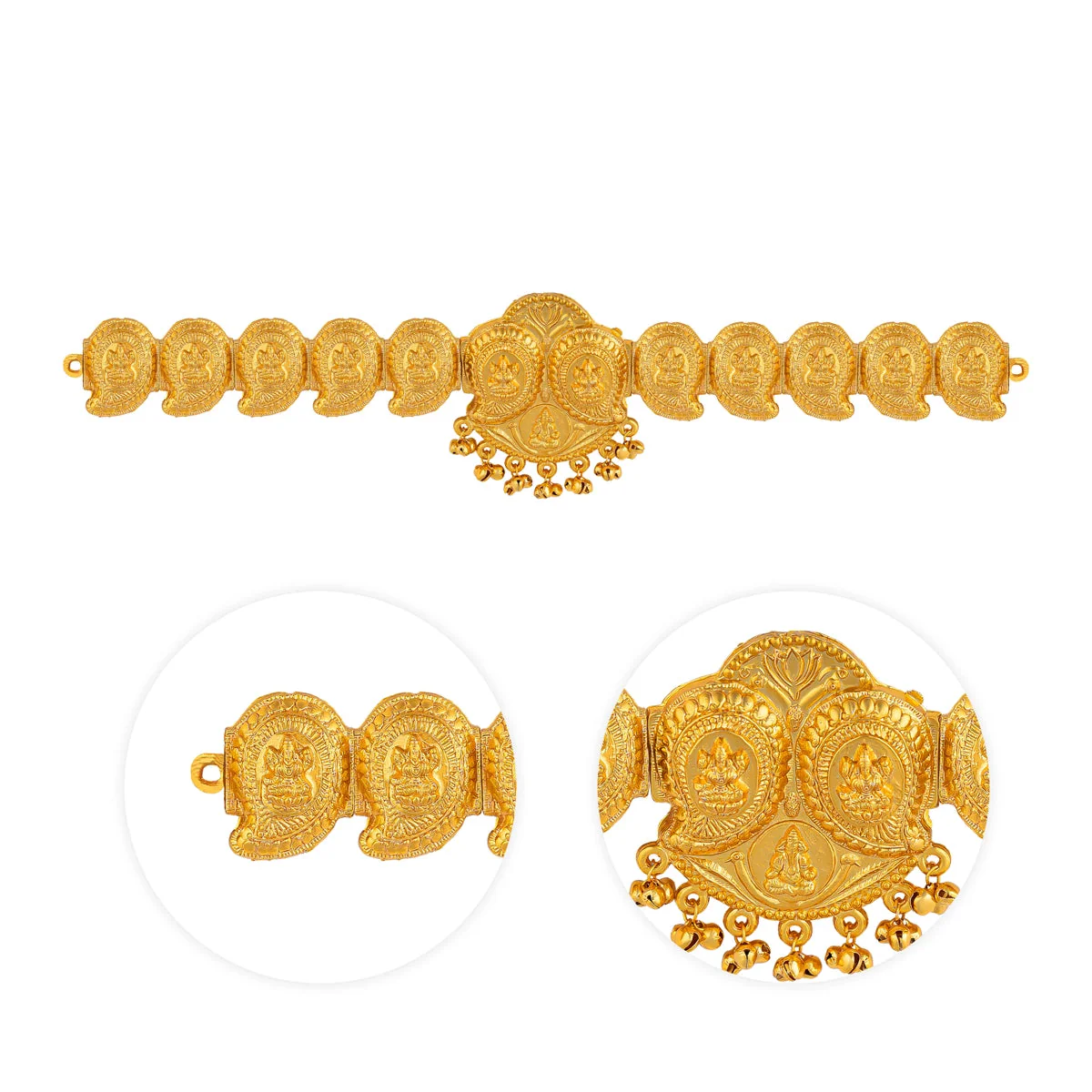 Mango Design Hip Belt- 15 Inches | Lakshmi Engraved Artificial Jewellery/Gold Polish Waist Belt For Bridal Wear - Image 2