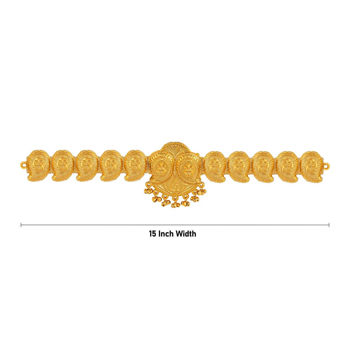Mango Design Hip Belt- 15 Inches | Lakshmi Engraved Artificial Jewellery/Gold Polish Waist Belt For Bridal Wear - Image 3