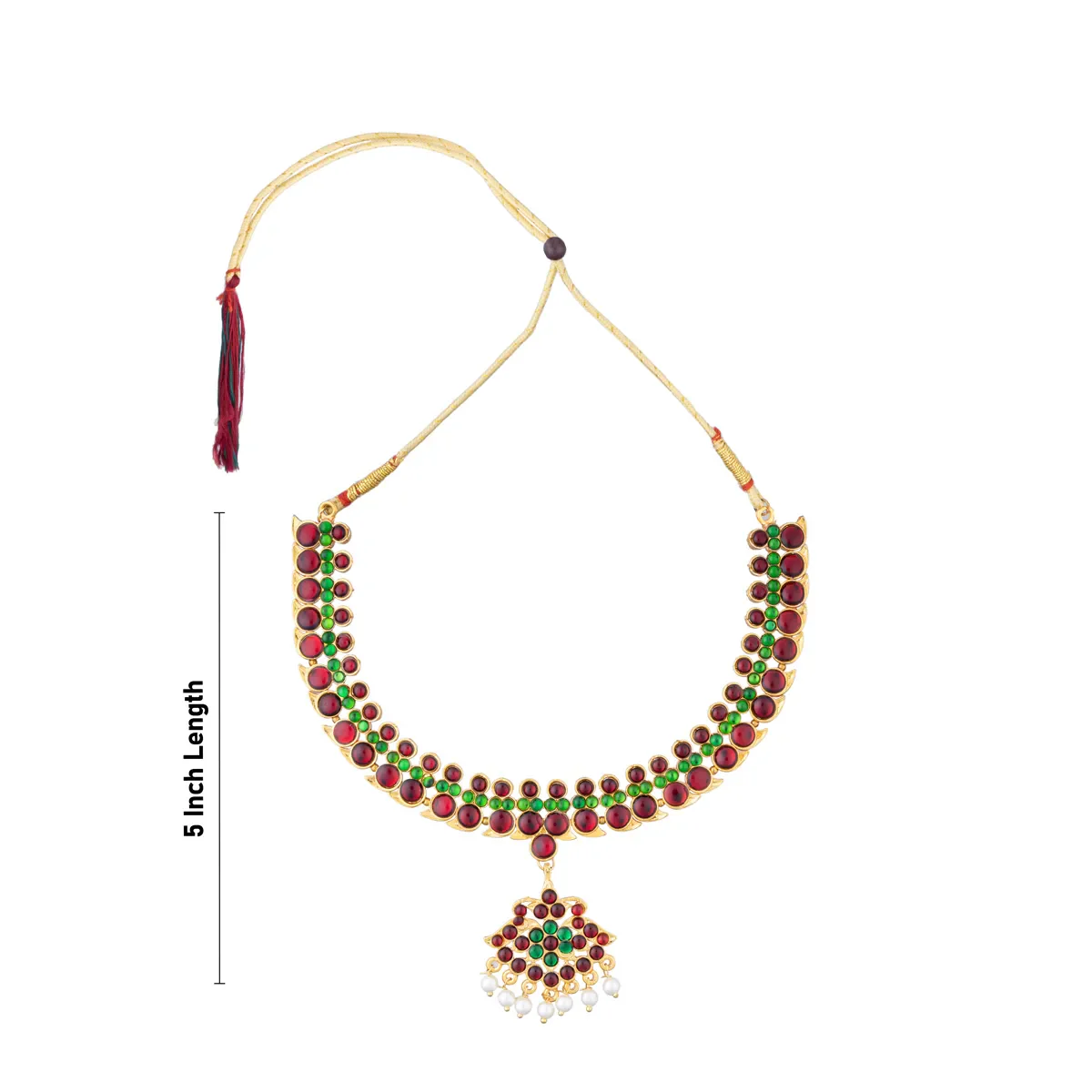 Mango Design Stone Necklace - 5 Inches | Artificial Jewelry/ Stone Jewellery For Classical Wear And Deity - Image 3