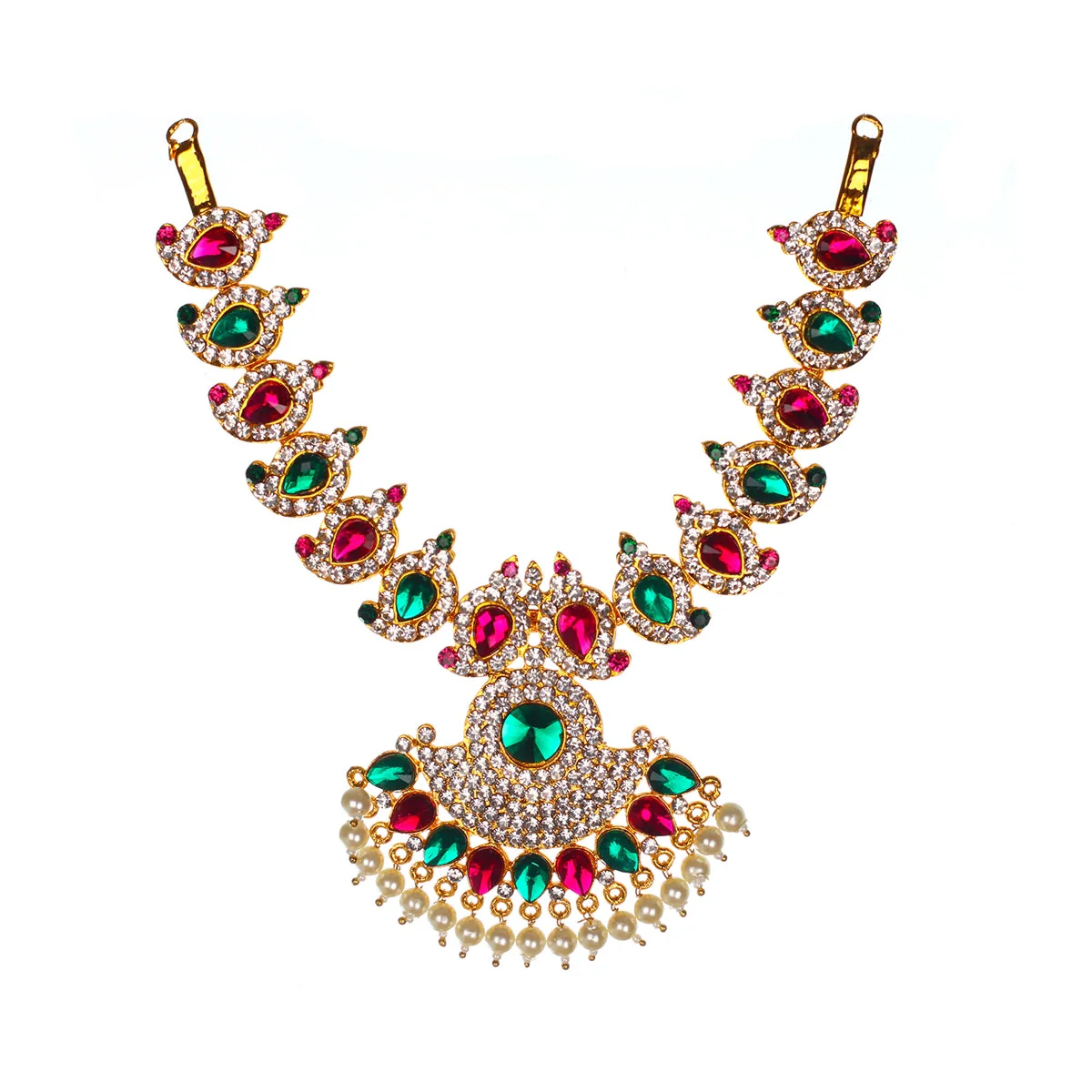 Mango Design Stone Necklace - 6 Inches | Artificial Jewelry/ Multicolour Stone Haram For Deity - Image 3