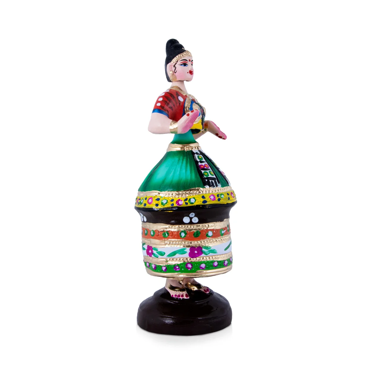 Manipuri Dancing Doll Paper Mache Golu Bommai - 13 x 4.5 Inches | Giri Golu Doll/ Navaratri Golu Bomma/Gombe - Image 2