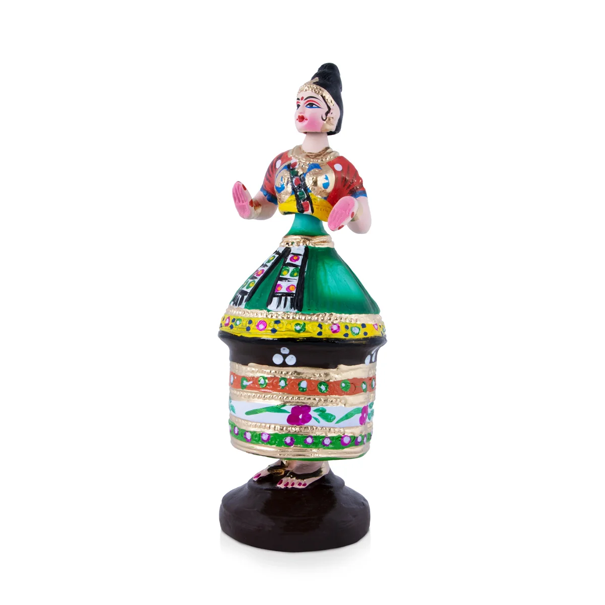 Manipuri Dancing Doll Paper Mache Golu Bommai - 13 x 4.5 Inches | Giri Golu Doll/ Navaratri Golu Bomma/Gombe - Image 3