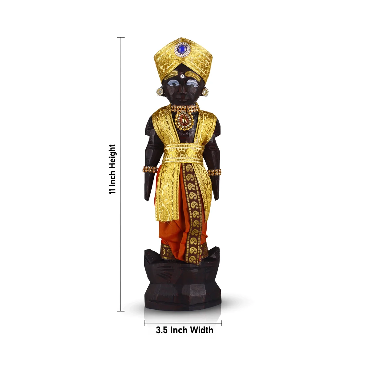 Marapachi Bommai - 11 x 3.5 Inches | Giri Golu Statue/ Decorated Marapachi Doll/ Wooden Statue for Marriage - Image 3