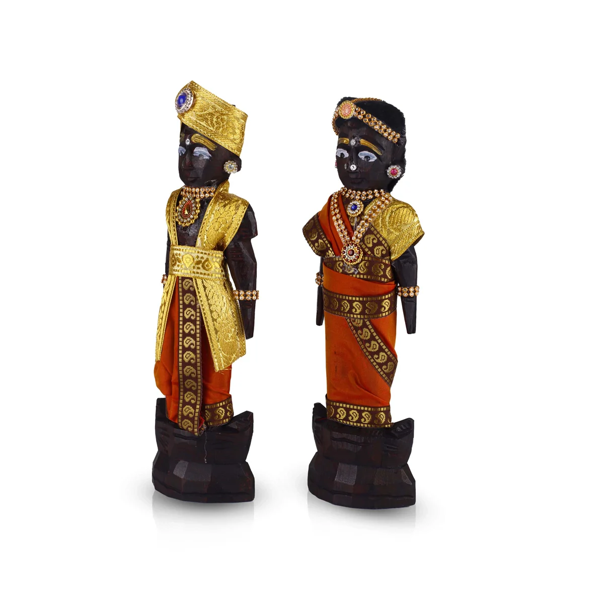 Marapachi Bommai - 11 x 3.5 Inches | Giri Golu Statue/ Decorated Marapachi Doll/ Wooden Statue for Marriage - Image 4