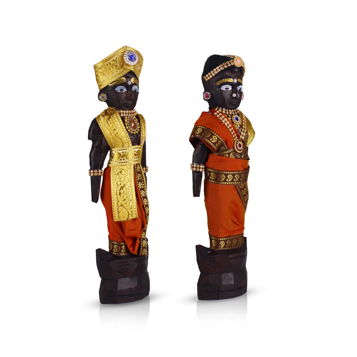 Marapachi Bommai - 11 x 3.5 Inches | Giri Golu Statue/ Decorated Marapachi Doll/ Wooden Statue for Marriage - Image 5