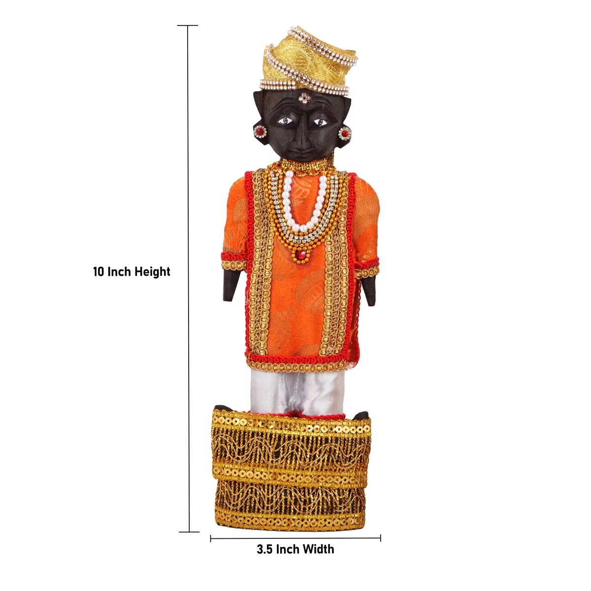 Marapachi Bommai Pair - 10 x 3.5 Inches | Giri Golu Statue/ Decorated Marapachi Doll/Wooden Statue for Marriage - Image 5