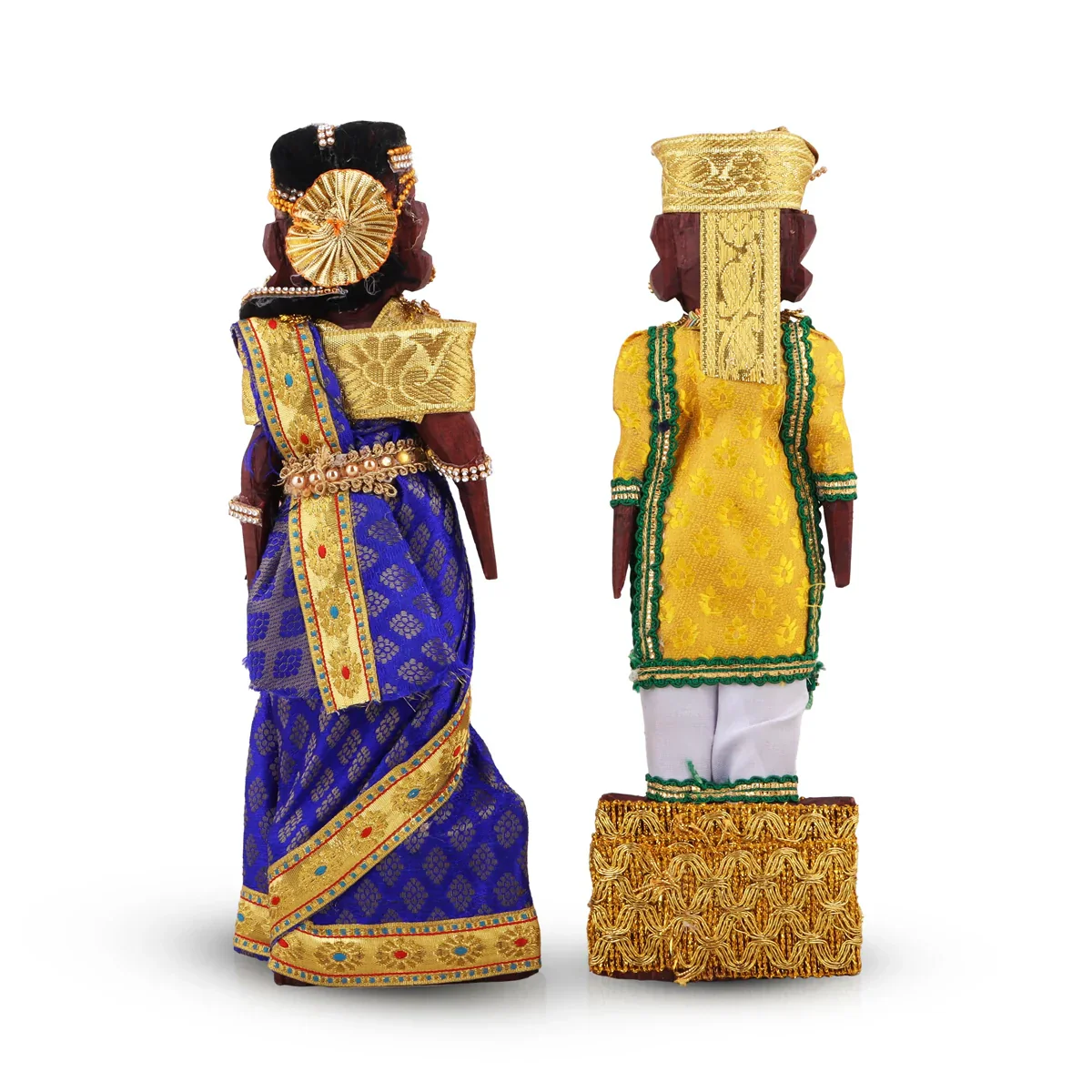 Marapachi Bommai Pair - 11 x 3 Inches | Giri Golu Statue/ Decorated Marapachi Doll/Wooden Statue for Marriage - Image 4