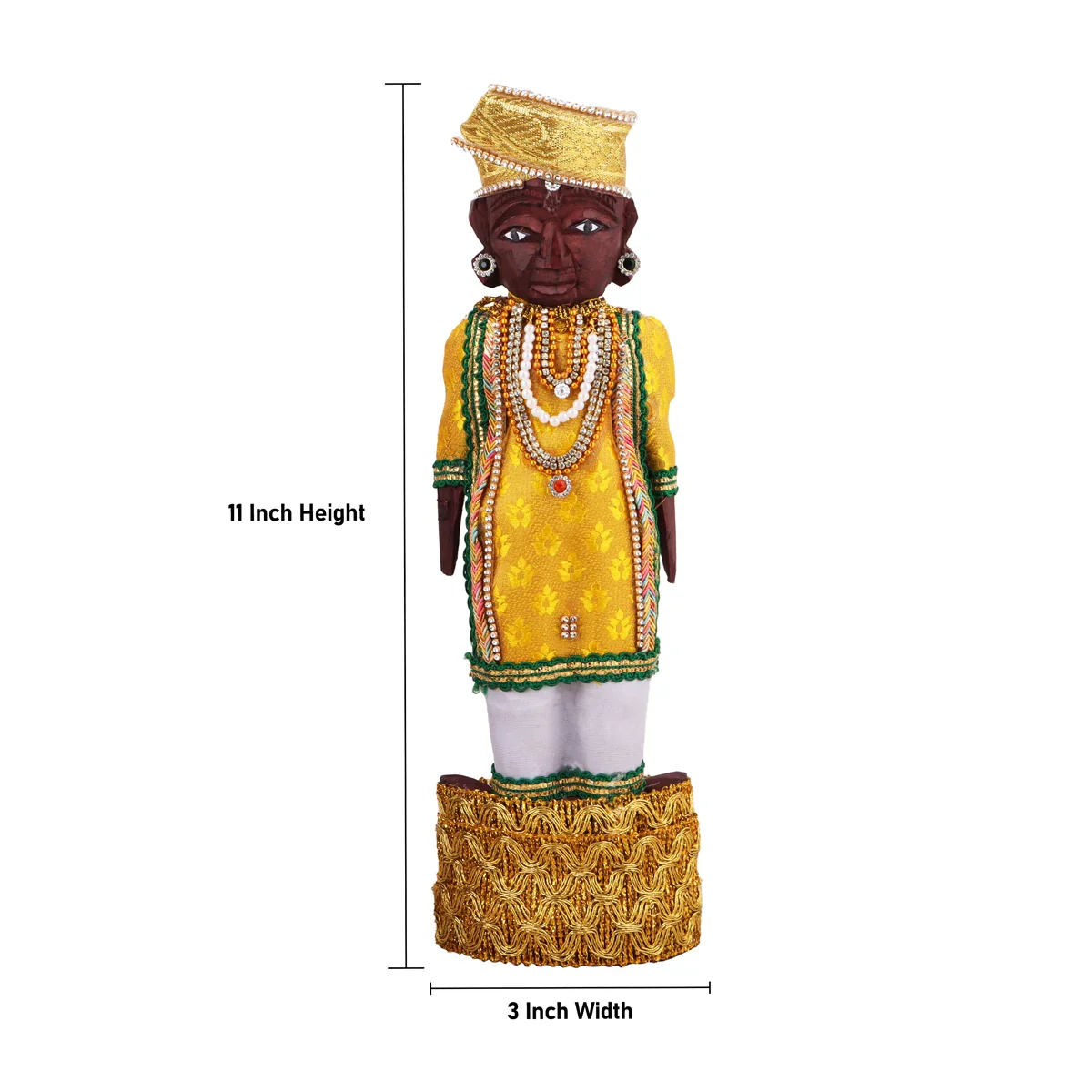 Marapachi Bommai Pair - 11 x 3 Inches | Giri Golu Statue/ Decorated Marapachi Doll/Wooden Statue for Marriage - Image 5