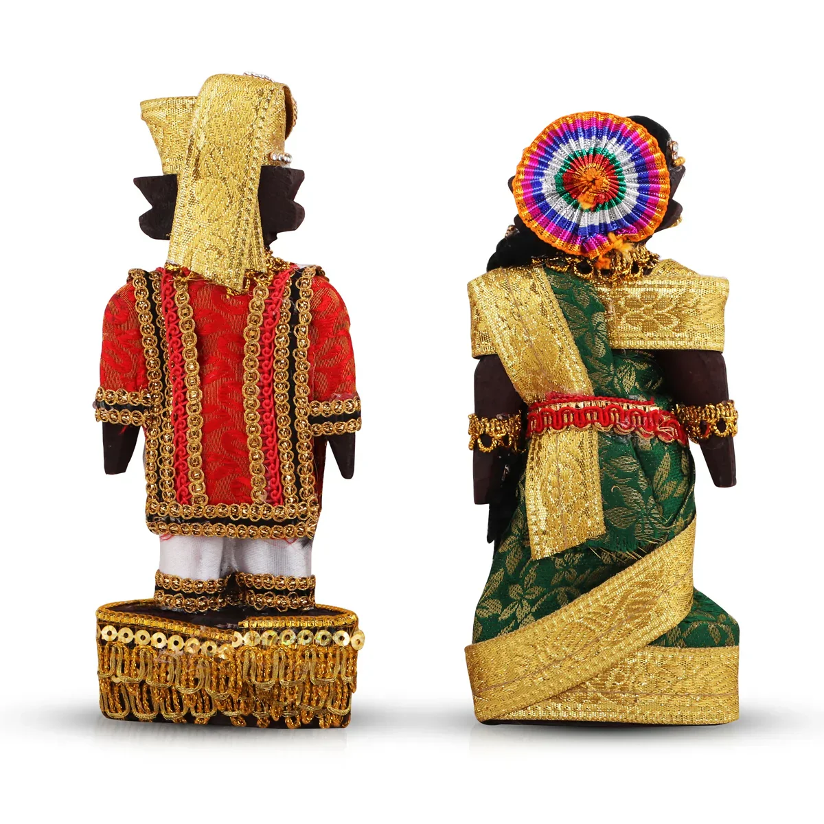 Marapachi Bommai Pair - 6 x 2.75 Inches | Giri Golu Statue/ Decorated Marapachi Doll/Wooden Statue for Marriage - Image 4
