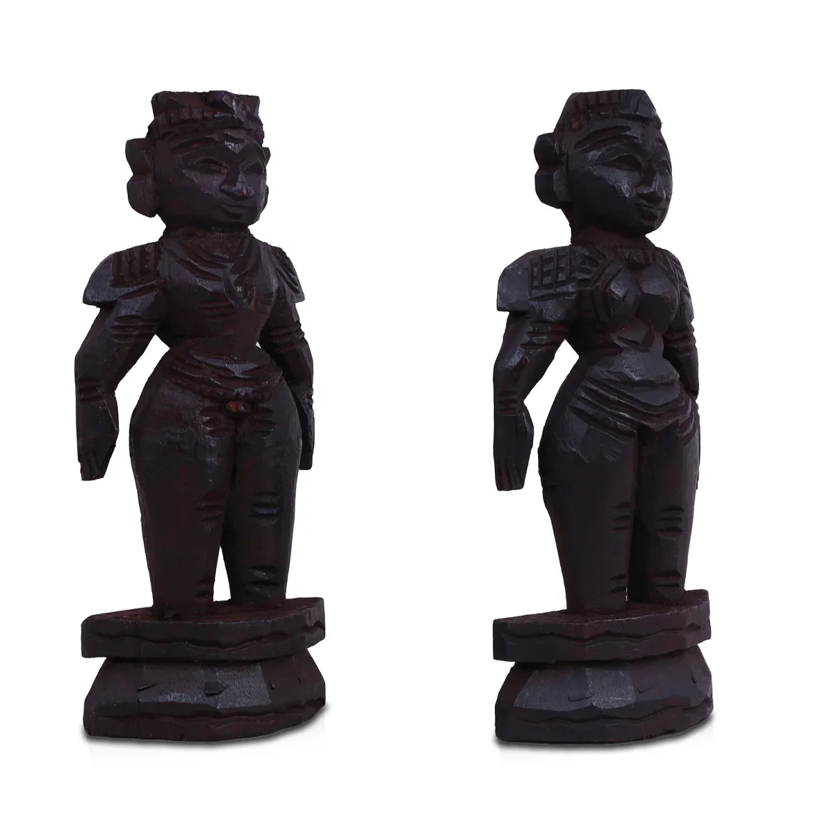 Marapachi Bommai Pair - 8 x 2.75 Inches | Giri Golu Statue/ Marapachi Doll/ Wooden Statue for Marriage - Image 3