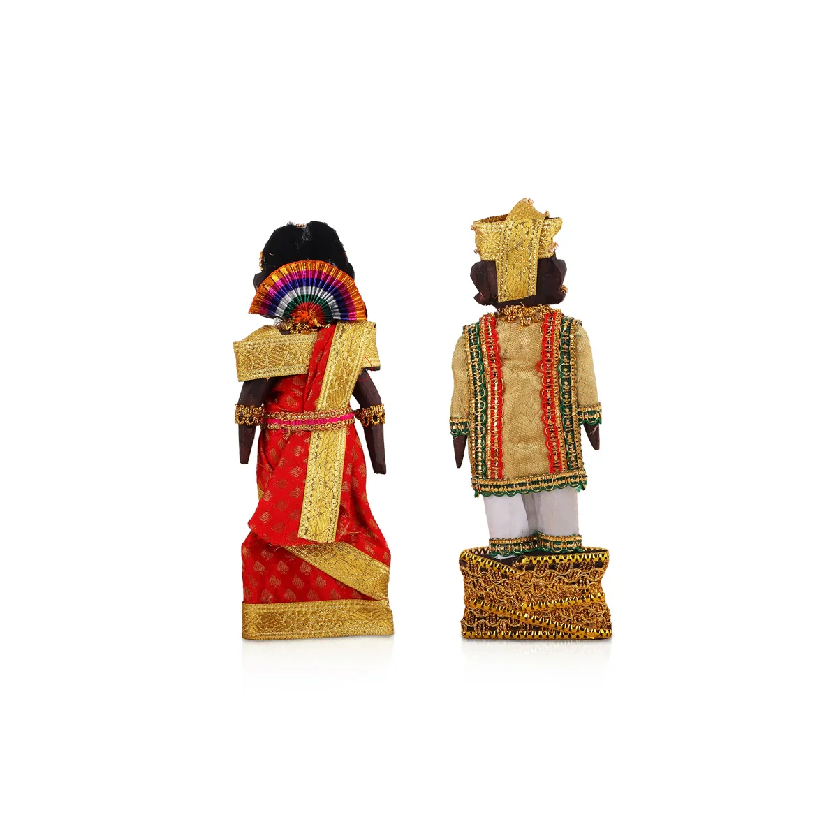 Marapachi Bommai Pair - 8 x 3.5 Inches | Giri Golu Statue/ Decorated Marapachi Doll/Wooden Statue for Marriage - Image 5