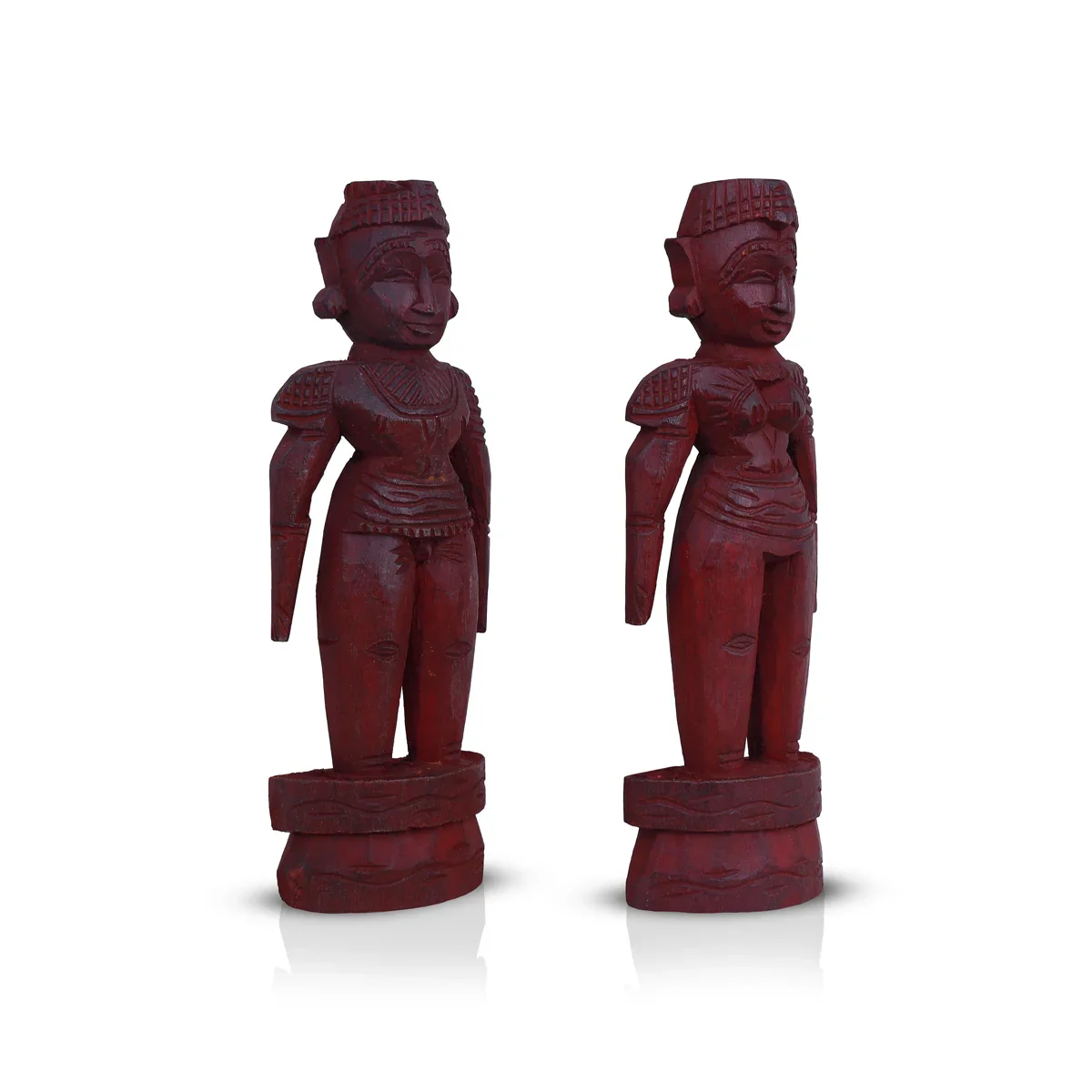 Marapachi Bommai Pair - 9 x 3.25 Inches | Giri Golu Statue/ Marapachi Doll/ Wooden Statue for Marriage - Image 4