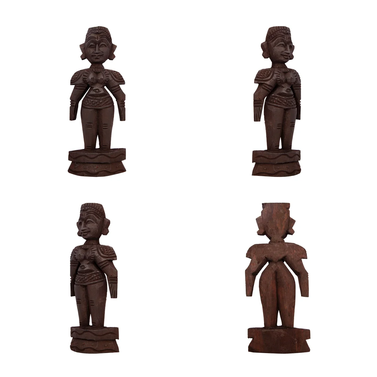 Marapachi Bommai Pair - 6 x 3 Inches | Wood Sculpture/ Marapachi Doll for Home Decor - Image 2