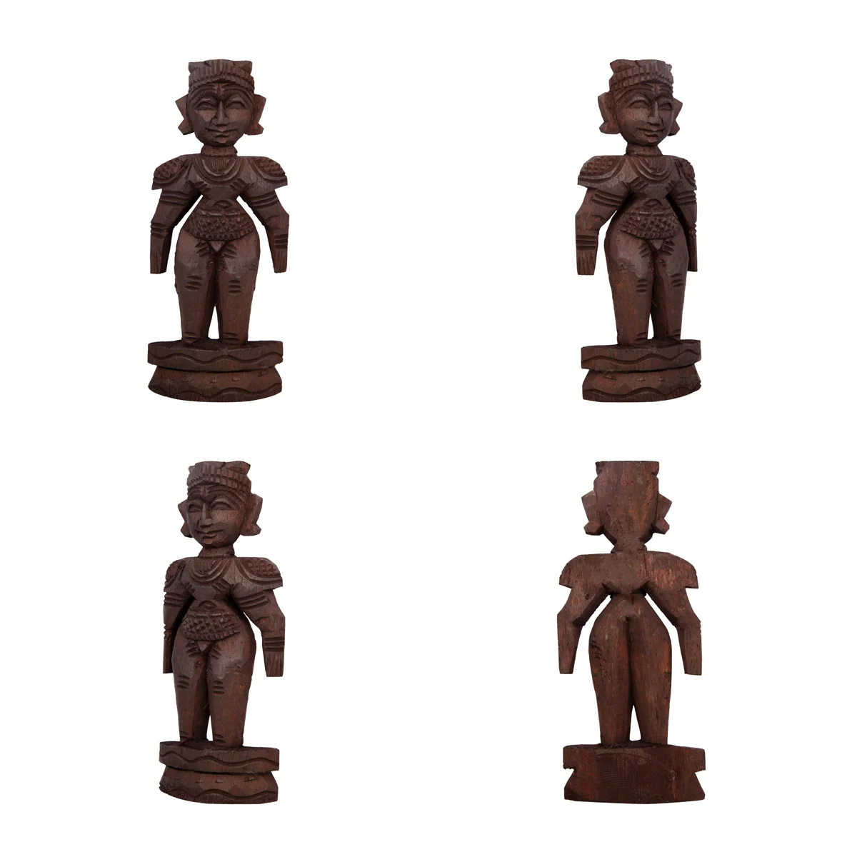 Marapachi Bommai Pair - 6 x 3 Inches | Wood Sculpture/ Marapachi Doll for Home Decor - Image 3