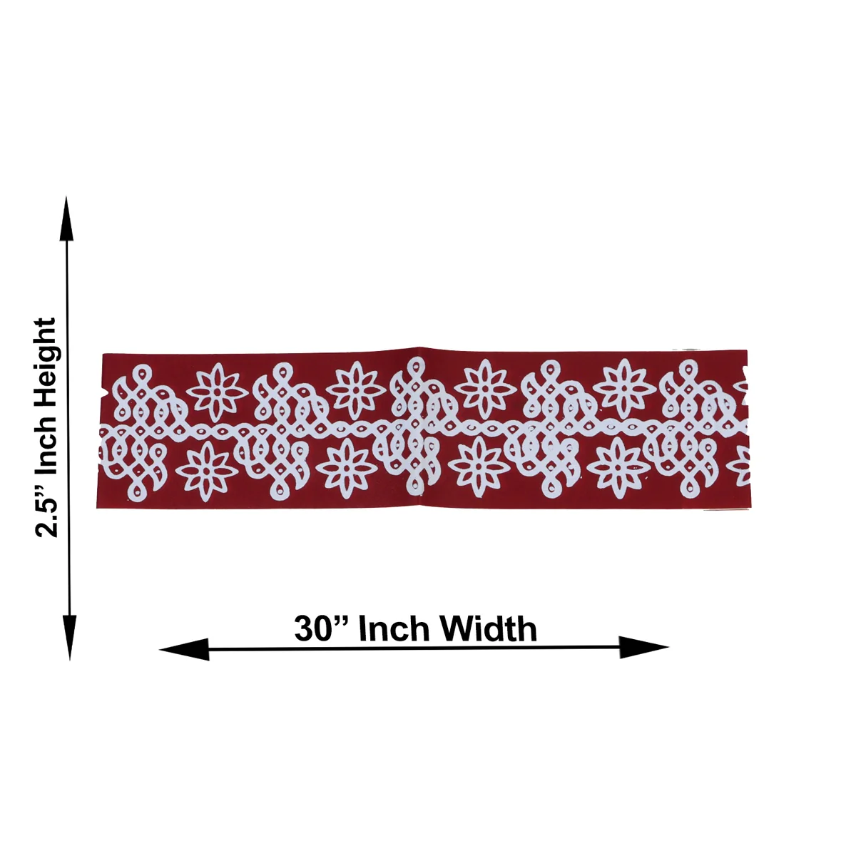 Maroon Kolam Sticker Set - 2.5 x 30 Inches | 4 Pcs/ Border Kolam Stickers/ Muggu Sticker for Home Decor - Image 2