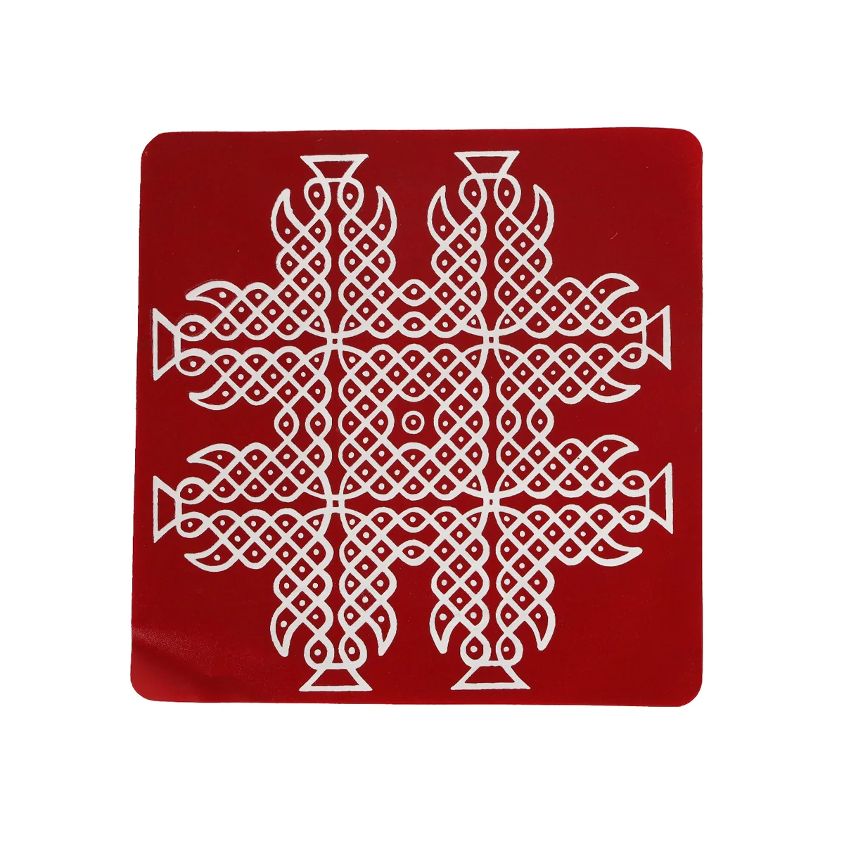 Maroon Kolam Sticker Set - 7 x 7 Inches | 4 Pcs/ Rangoli Sticker/ Muggu Sticker for Home Decor - Image 3