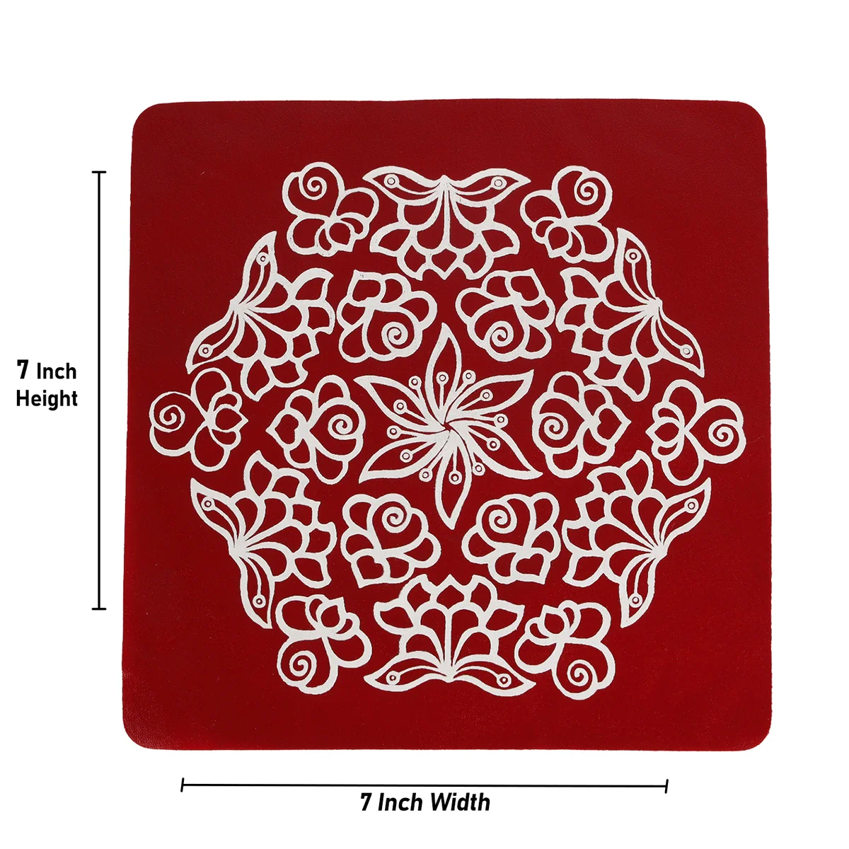 Maroon Kolam Sticker Set - 7 x 7 Inches | 4 Pcs/ Rangoli Sticker/ Muggu Sticker for Home Decor - Image 4
