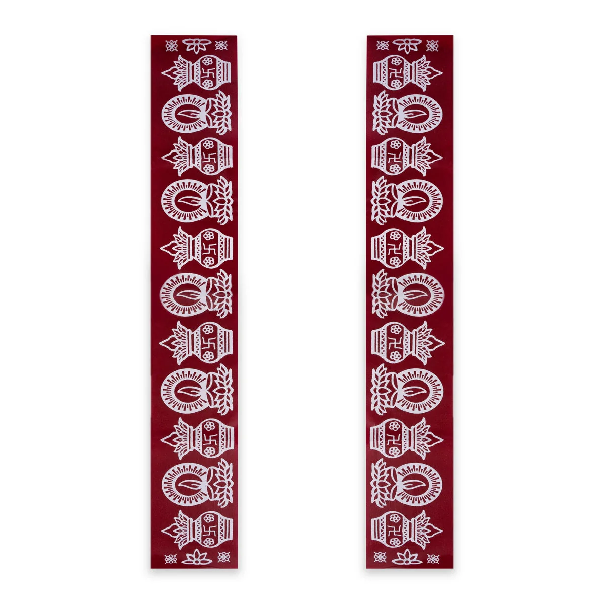 Maroon Kolam Sticker Set - 29.5 X 4 Inches | 4 Pcs/ Muggu Sticker/ Rangoli Sticker For Festival Decoration - Image 3
