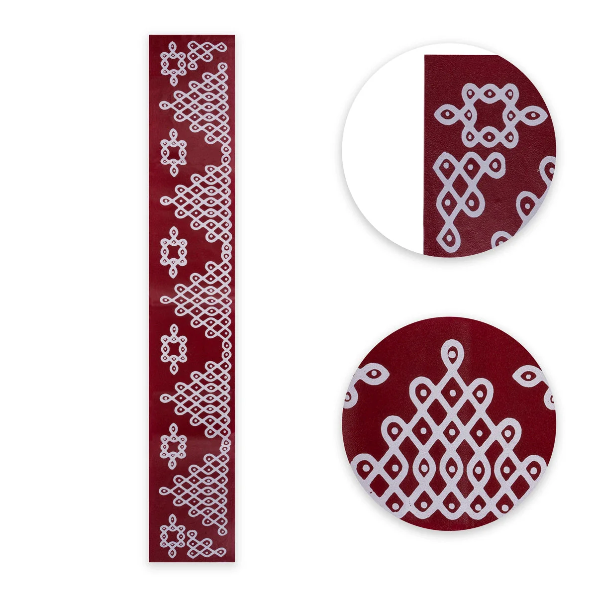 Maroon Kolam Sticker Set - 29.5 X 4 Inches | 4 Pcs/ Muggu Sticker/ Rangoli Sticker For Festival Decoration - Image 4