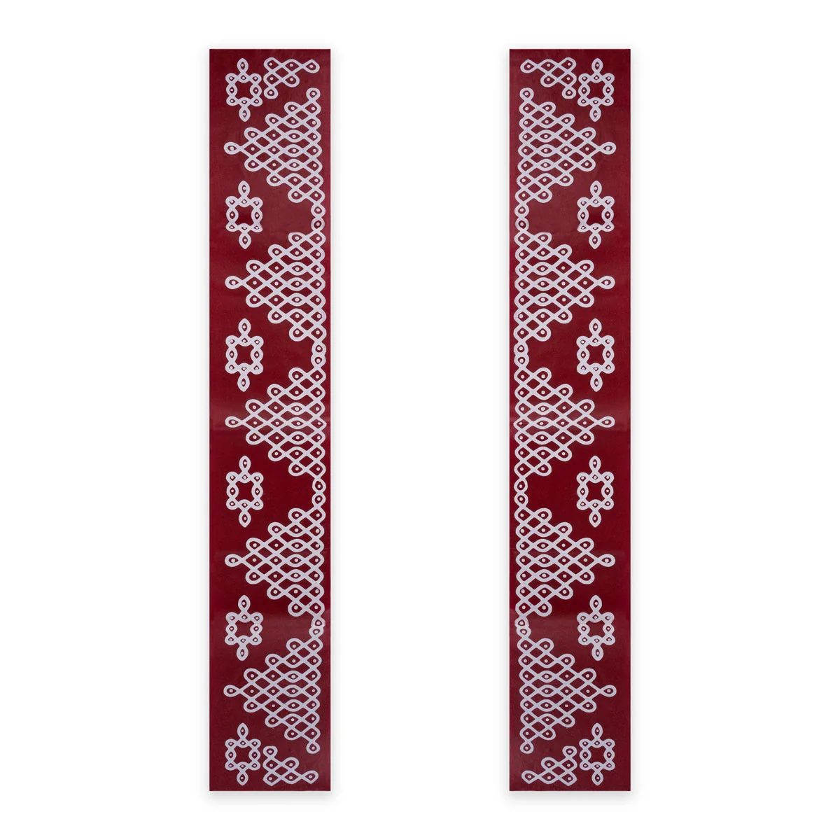 Maroon Kolam Sticker Set - 29.5 X 4 Inches | 4 Pcs/ Muggu Sticker/ Rangoli Sticker For Festival Decoration - Image 5